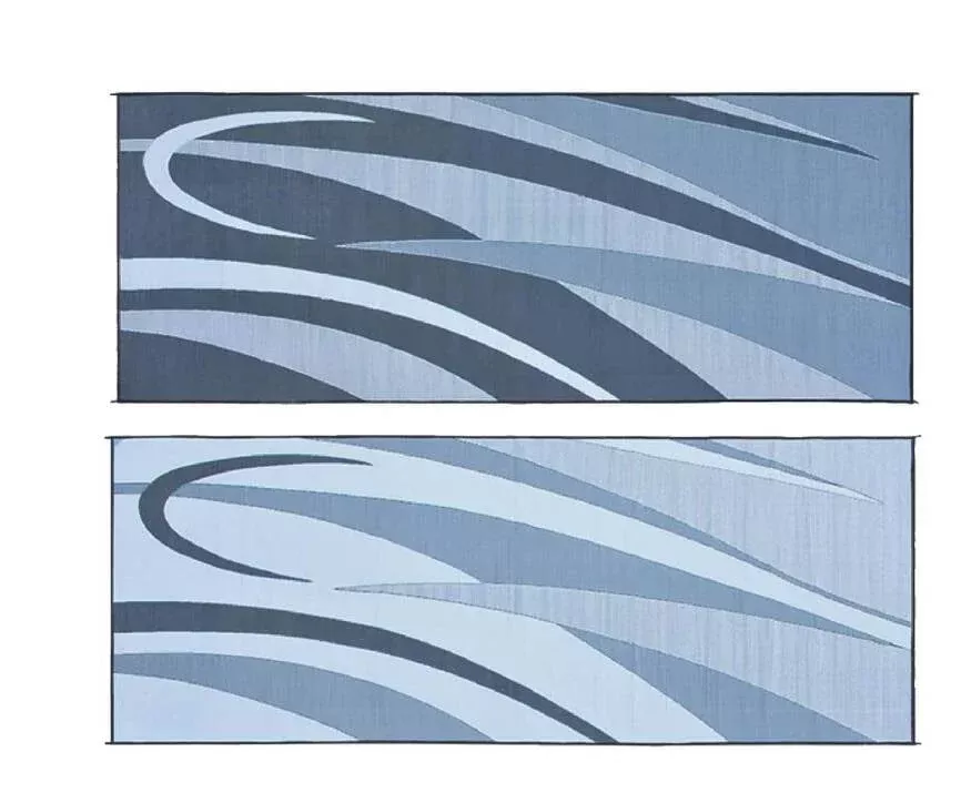 Ming's Mark8 ft. x 20 ft. Graphic Black/Silver Reversible Mat• GC1