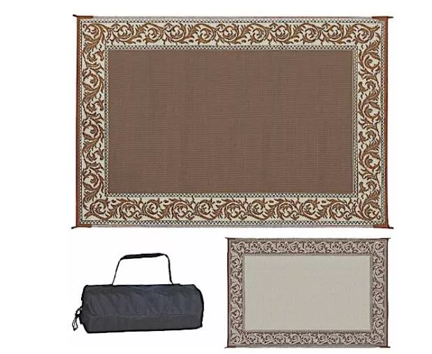 Ming's MarkStylish Camping 6 ft. x 9 ft. Classical Mat - Brown/Beige• RD7
