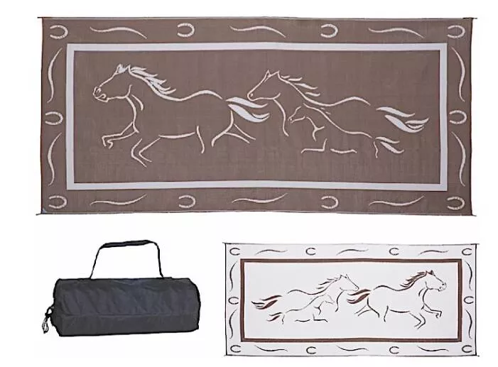 Ming's MarkStylish Camping 8 ft. x 18 ft. Galloping Horses - Brown/White• GH8187