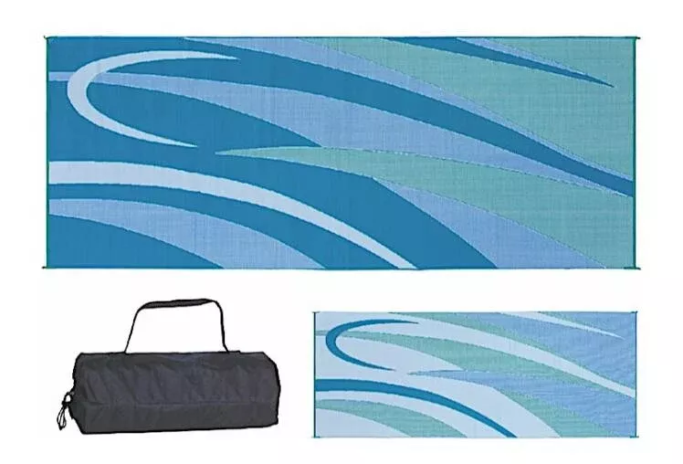 Ming's MarkStylish Camping 8 ft. x 20 ft. Graphic Mat - Blue/Green• GC3