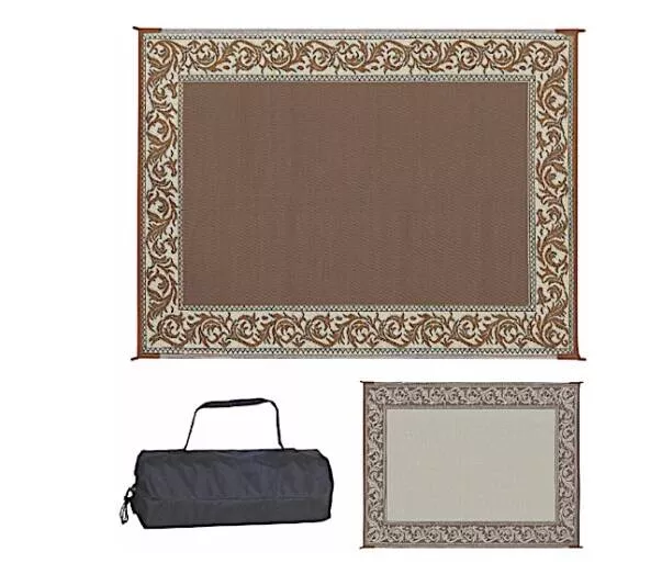 Ming's MarkStylish Camping 9 ft. x 12 ft. Classical Mat - Brown/Beige• RA7