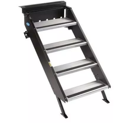 MORryde StepAbove Strut Assist Fold-Down Step for 27-3/4" - 28-1/4" RV Door Frame - Quad• STP-214