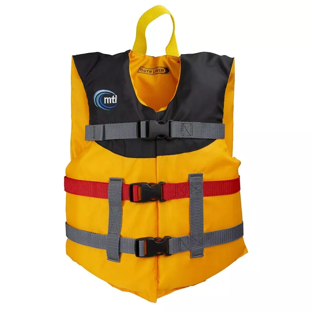 MTI Youth Livery Life Jacket - Mango/Black - 50-90lbs
