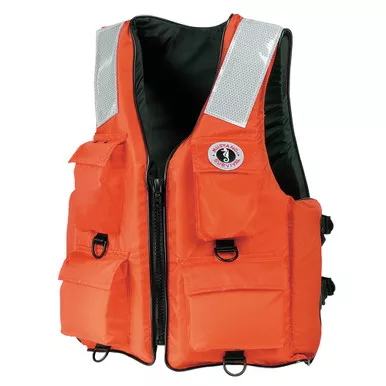 Mustang 4-Pocket Orange Flotation Vest, Medium