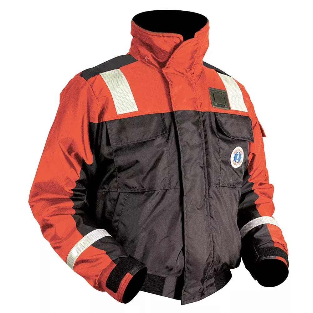 Mustang Classic Flotation Bomber Jacket w/SOLAS Tape – Orange – Large