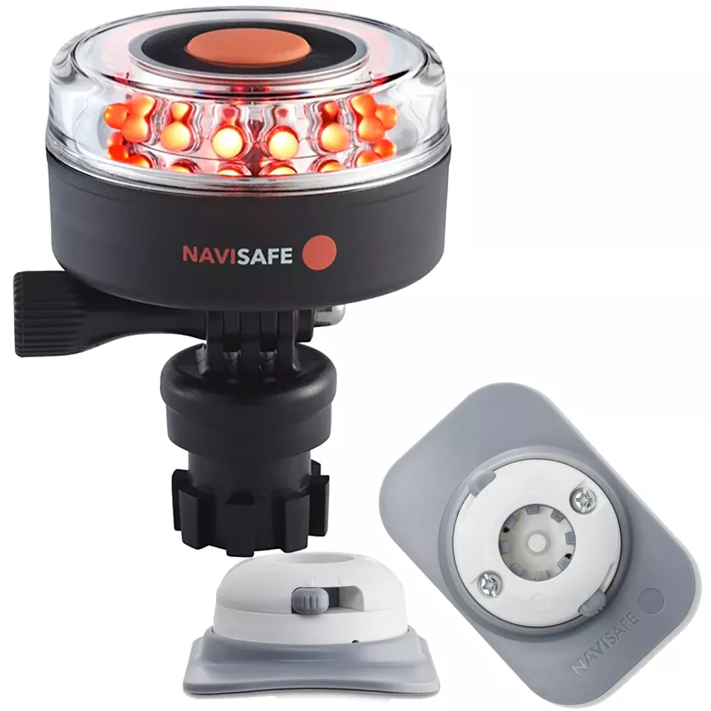Navisafe Navilight All RED 360° 2NM w/Navimount Base & RIB Mount – White | 045KIT4