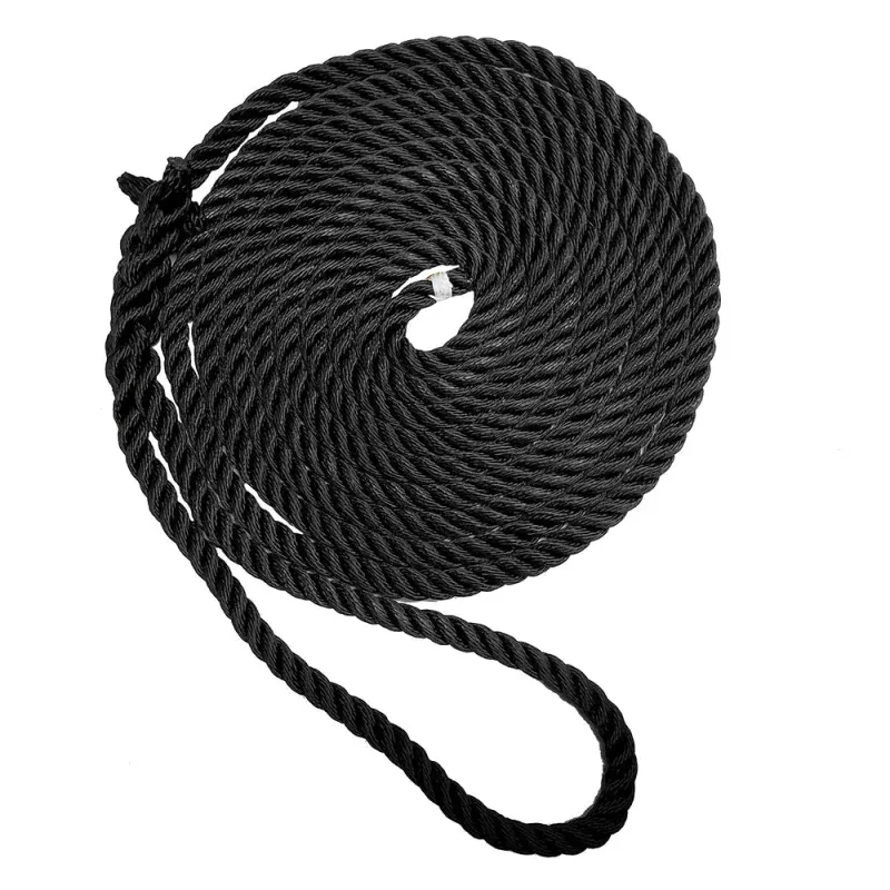 New England Ropes 3/4 Premium 3-Strand Dock Line – Black – 35