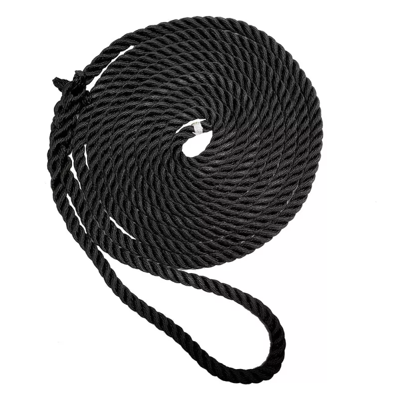 New England Ropes 3/8 Premium 3-Strand Dock Line – Black – 20
