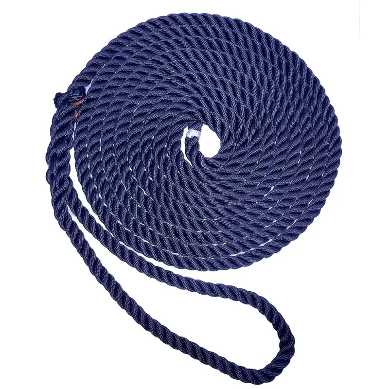 New England Ropes 5/8 Premium 3-Strand Dock Line – Navy Blue – 25