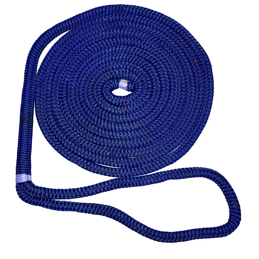 New England Ropes 5/8″ X 50′ Nylon Double Braid Dock Line – Blue w/Tracer