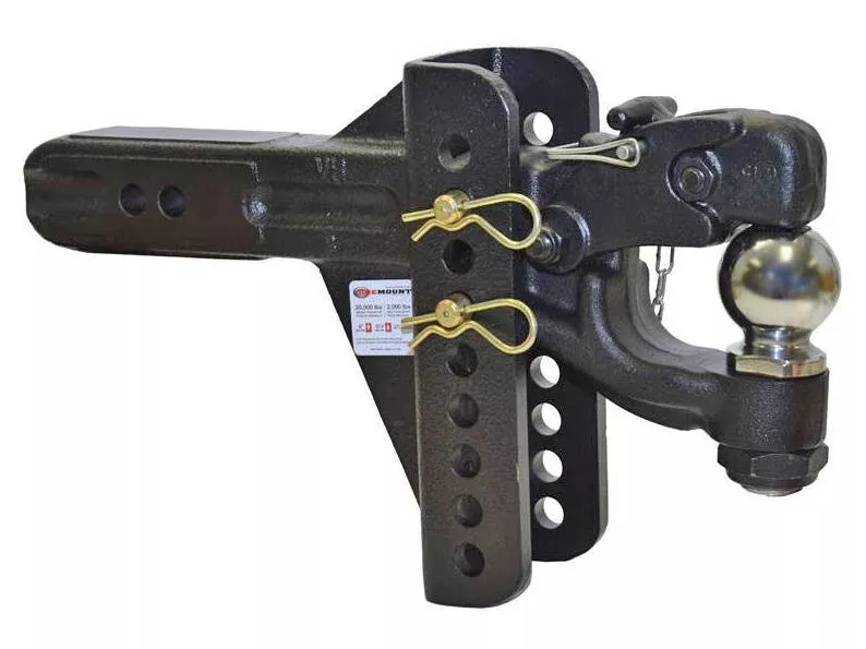OneMount Pintle Hook and 2-5/16 Inch Ball Combo With Adjustable Shank For 2-1/2 Inch Receivers• 10215