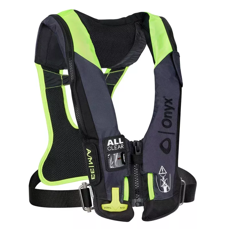 Onyx Impulse A/M 33 All Clear w/Harness Auto/Manual Inflatable Life Jacket – Grey