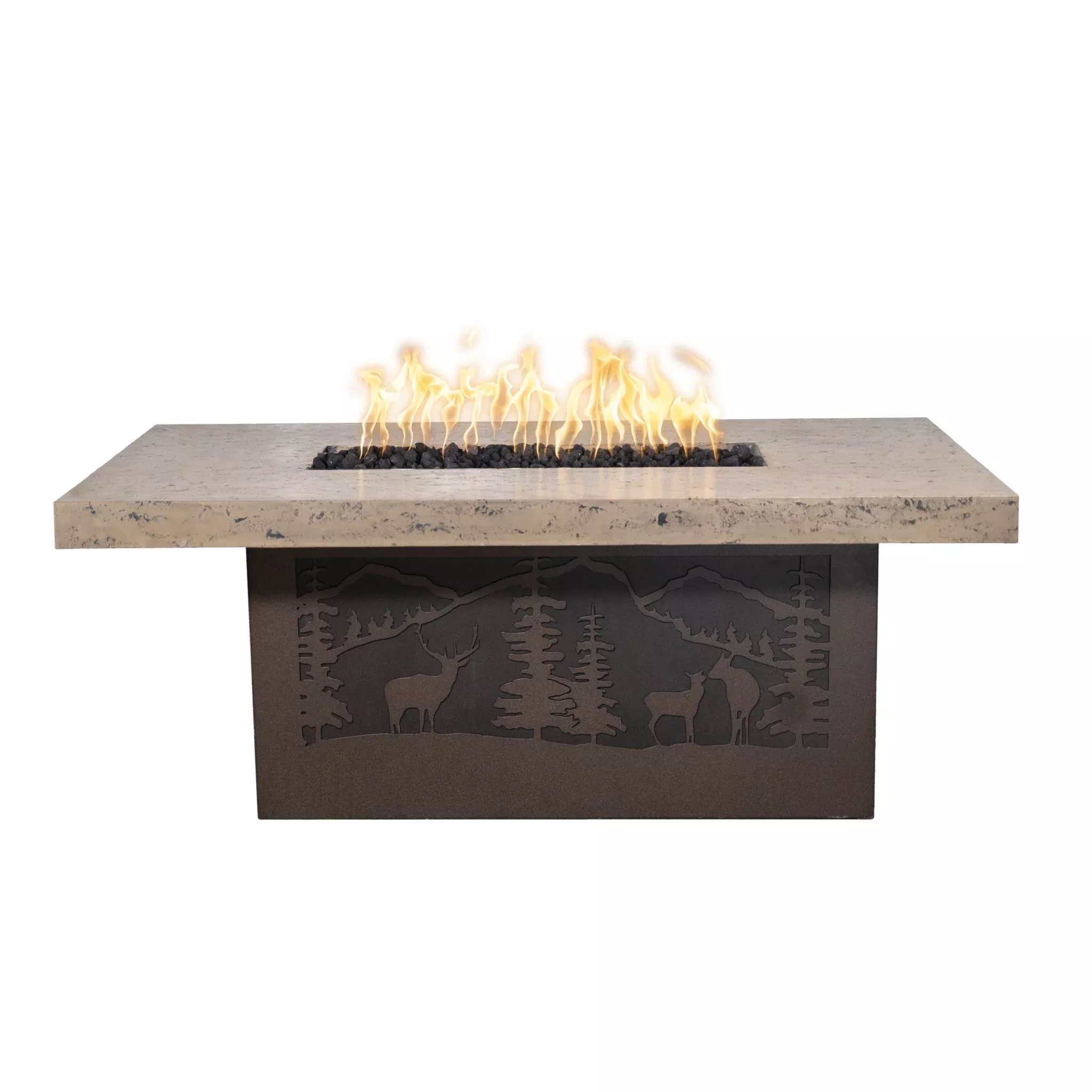 The Outdoor Plus Rectangle Outback Fire Pit / Deer Country Design plus Free Cover