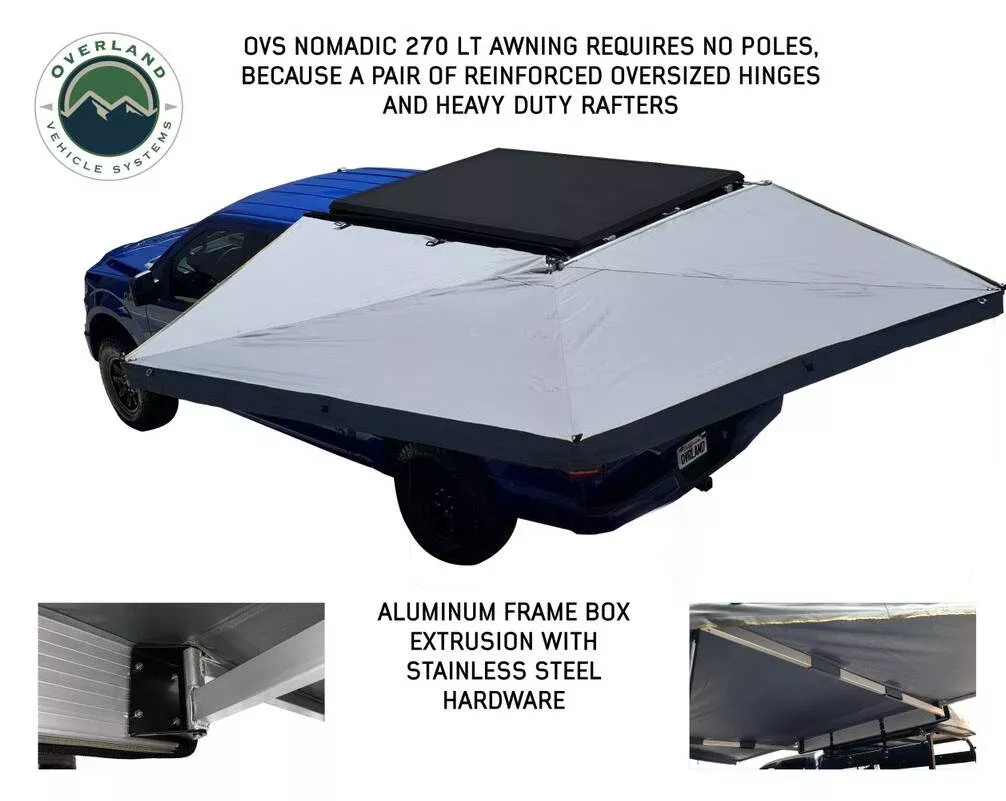 Overland Vehicle Systems Nomadic 270 LT Awning – Driver Side – Dark Gray Cover With Black Cover Universal• 19559907