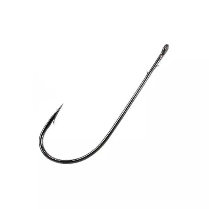 Owner Straight Shank Wide Gap Worm Hook Black Chrome