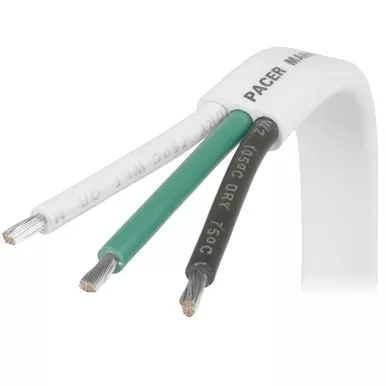 Pacer 14/3 AWG Triplex Cable, Black/Green/White, 250-Foot