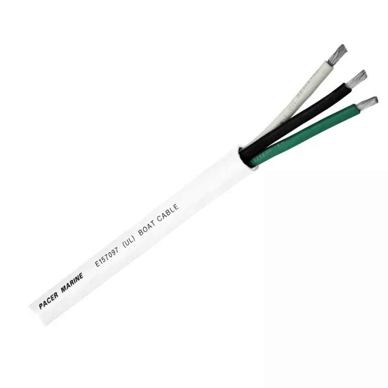 Pacer Round 3 Conductor Cable – 100 – 14/3 AWG – Black, GreenWhite