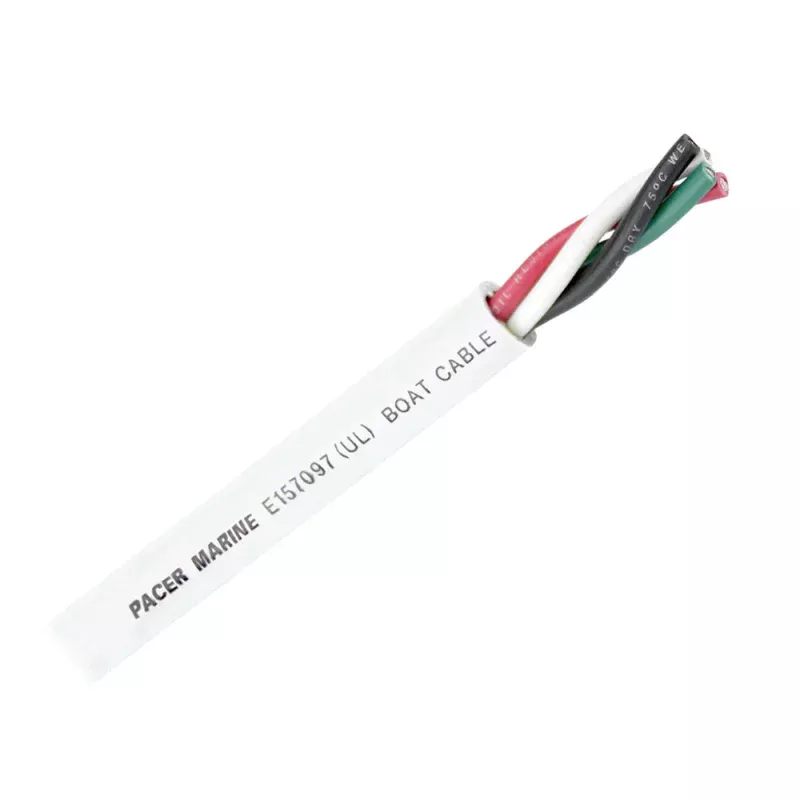 Pacer Round 4 Conductor Cable – 100 – 14/4 AWG – Black, Green, RedWhite