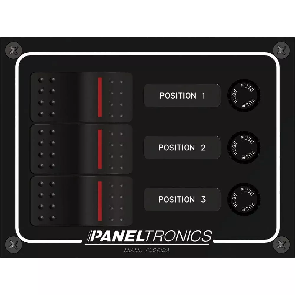 Paneltronics Waterproof Panel – DC 3-Position Illuminated Rocker Switch & Fuse