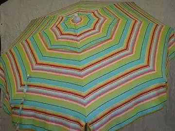 Patio & Beach Umbrella - Green & Red Multi Stripe