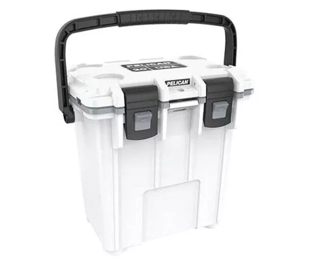 Pelican 20-Quart Elite Cooler with Fold Down Carry Handle – White/Gray• 20Q-1-WHTGRY