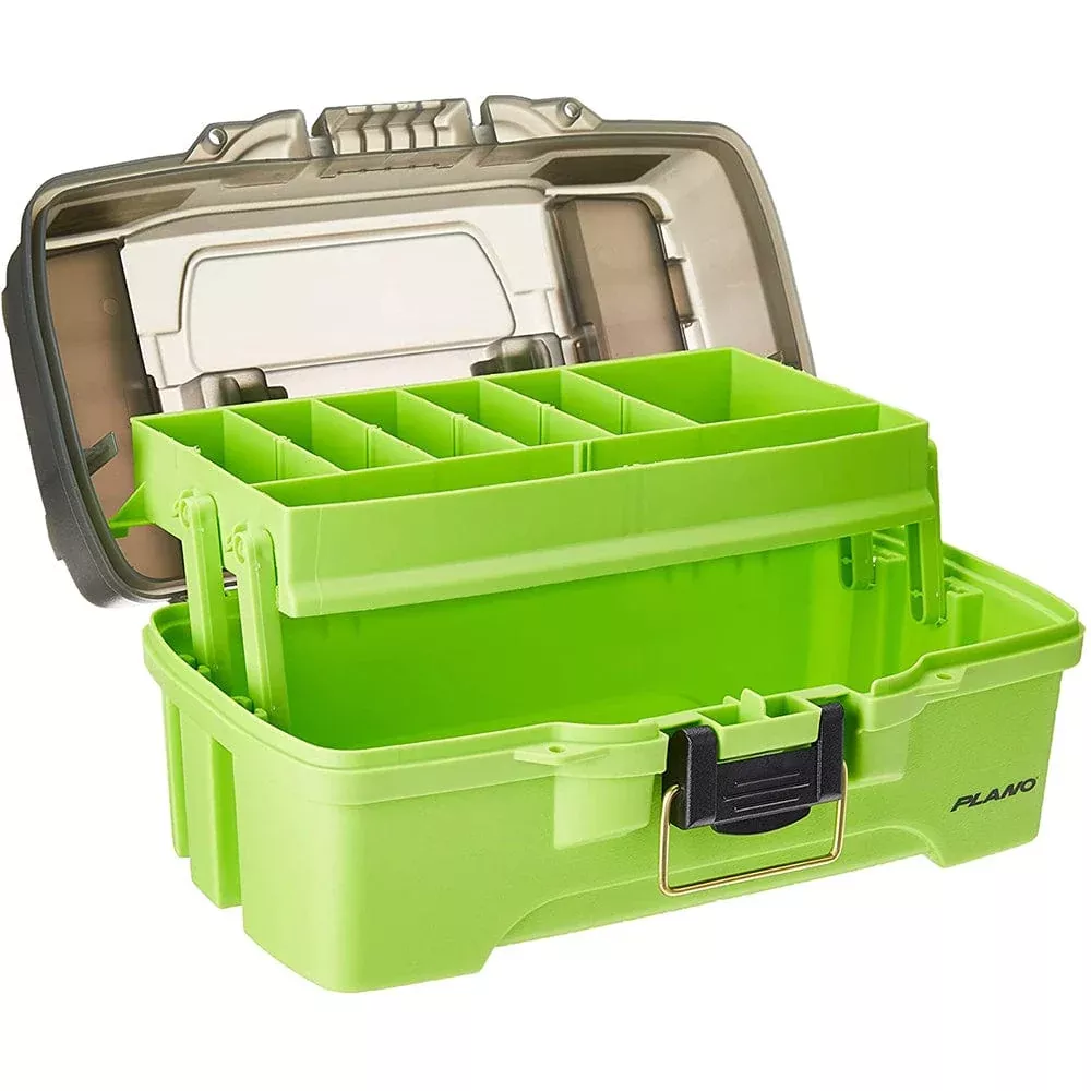 Plano 1-Tray Tackle Box w/Dual Top Access – Smoke & Bright Green