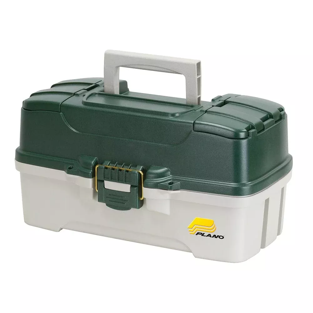 Plano 3-Tray Tackle Box w/Duel Top Access – Dark Green Metallic/Off White