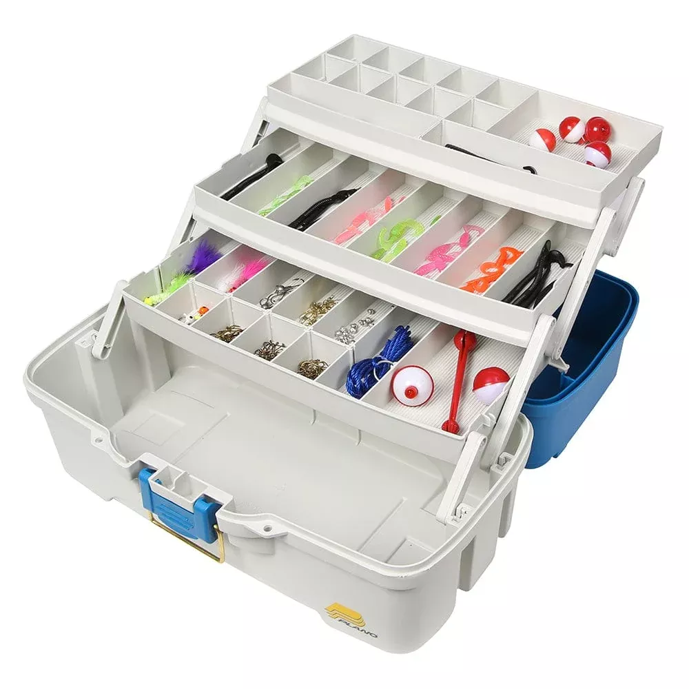 Plano Ready Set Fish Three-Tray Tackle Box – Aqua Blue/Tan