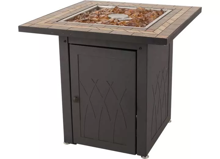 Pleasant Hearth 28″ Atlantis Propane Fire Pit Table – Black with Tile Top• OFG824T