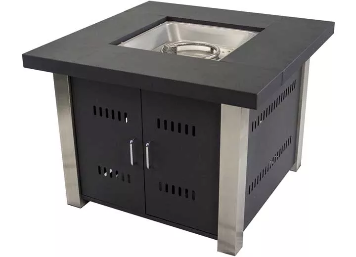 Pleasant Hearth 38″ Montreal Propane Fire Pit Table – Black & Stainless• OFG901T
