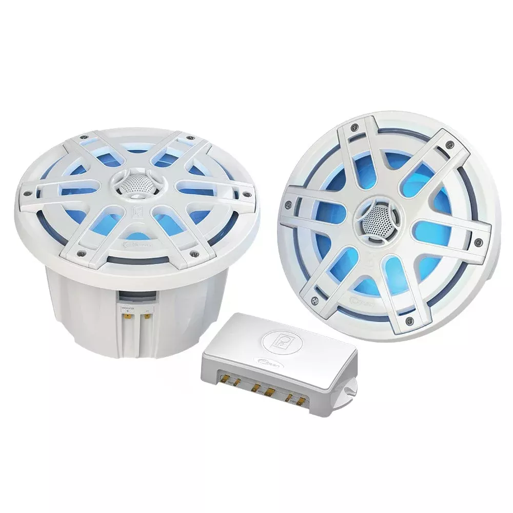 Poly-Planar MA-OC8 8 500 Watt Waterproof Blue LED Speaker – White