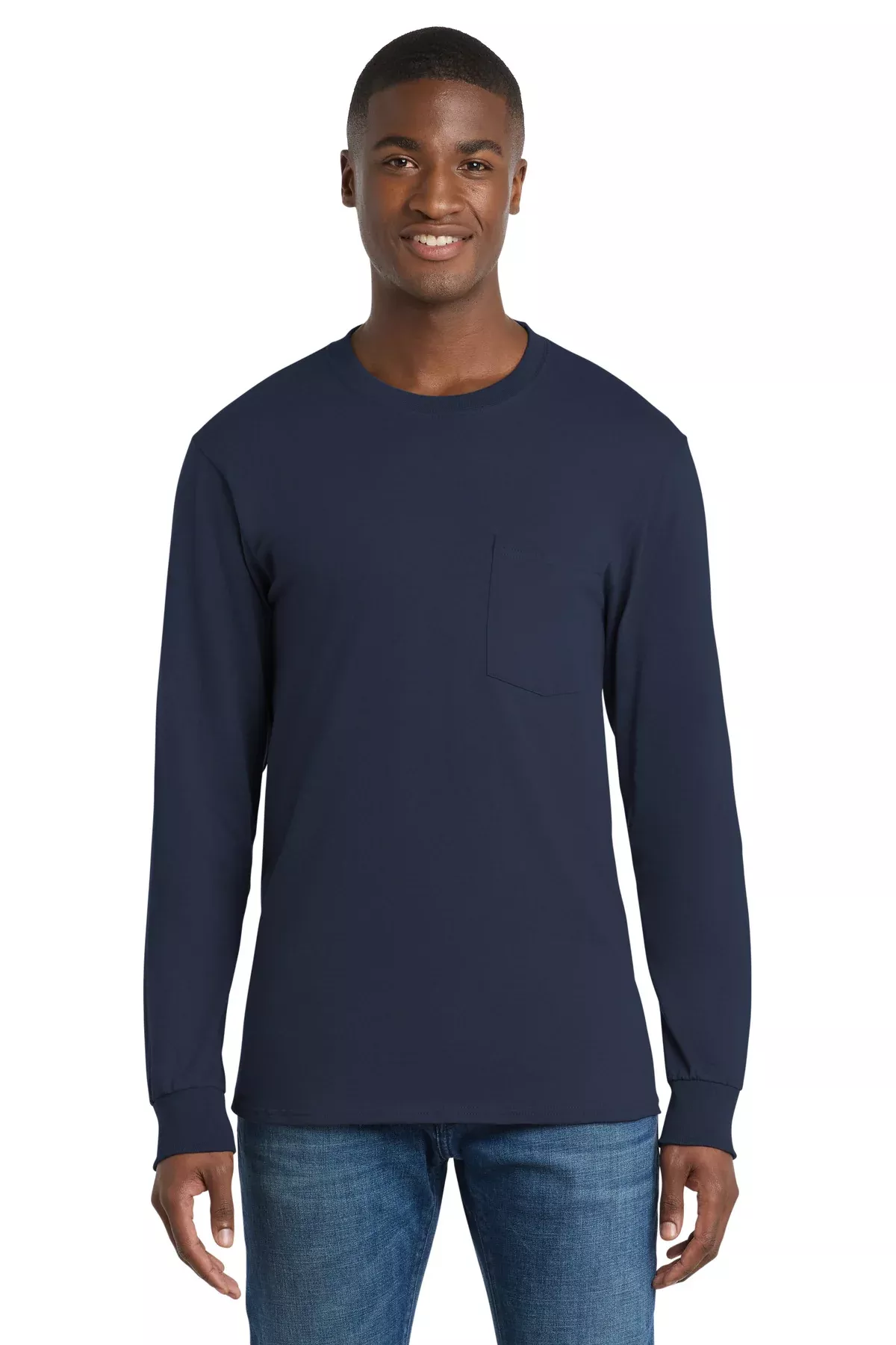 Port & Co Men's Long Sleeve Essential Pocket Tee