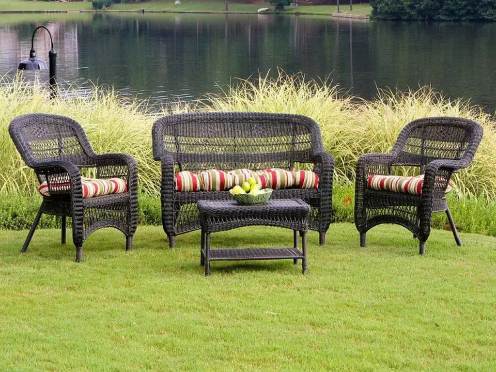 Portside Dark Roast 4 Piece Wicker Conversation Set