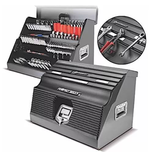 Powerbuilt 26" Rapid Box Slant Front Toolbox Tool with Tool Magnets - Grey• 240102