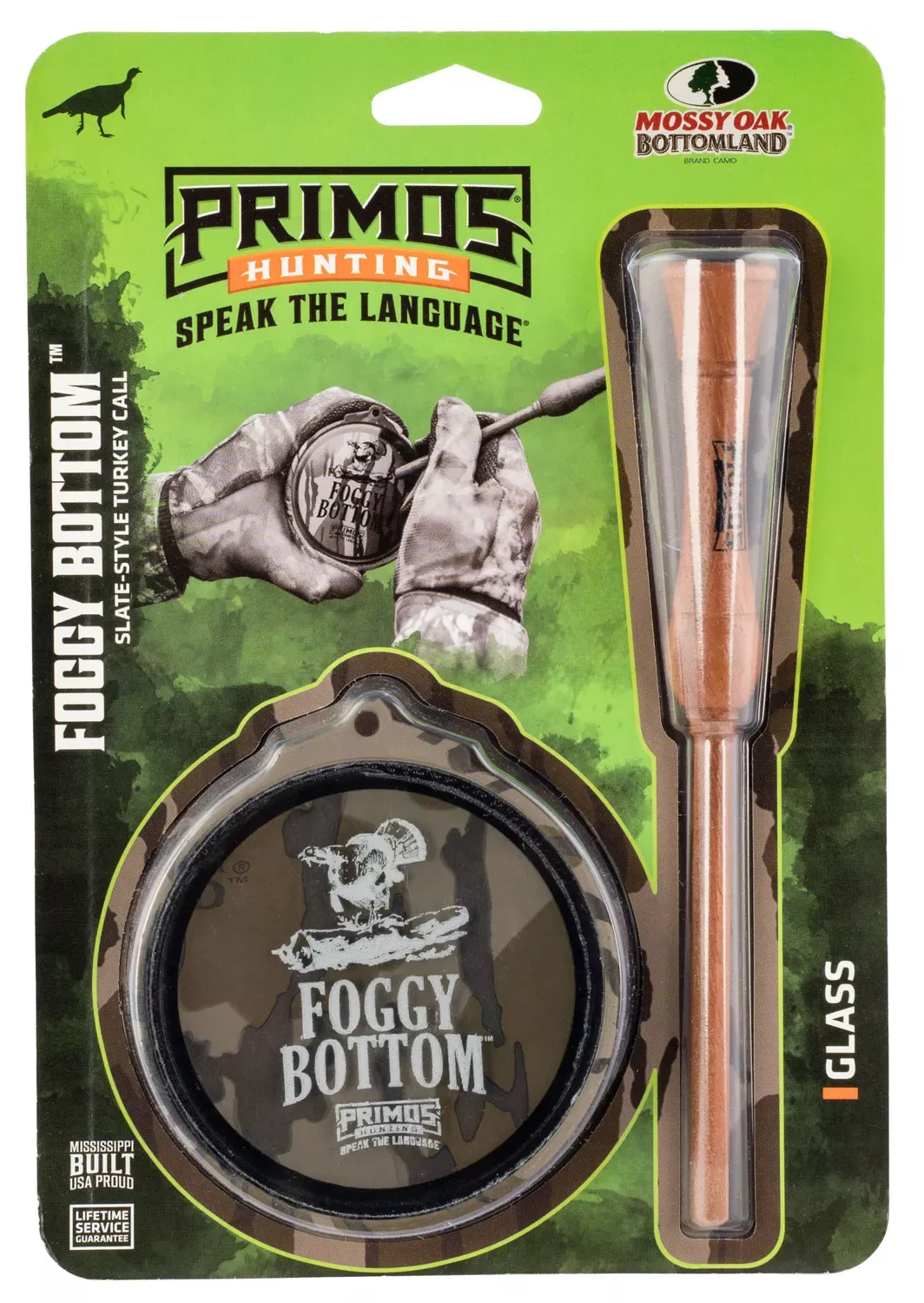 Primos Foggy Bottom Glass Turkey Call with Mossy Oak Original Bottomland Camo