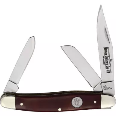 Queen Stockman Red Smooth Bone Pocket Knife