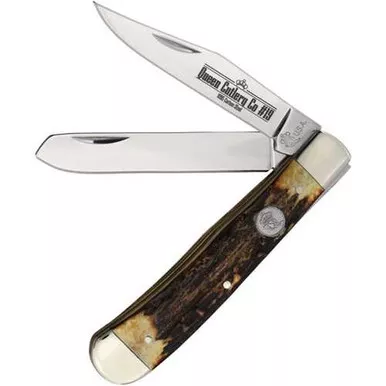 Queen Trapper Stag 4.13 Inch Pocket Knife Gift Tin