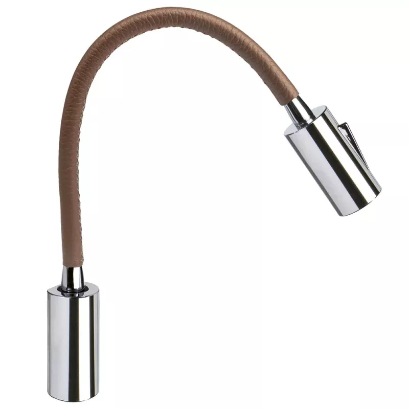 Quick Audrey Wall Light w/USB Daylight – Tabacco Leather – Chrome