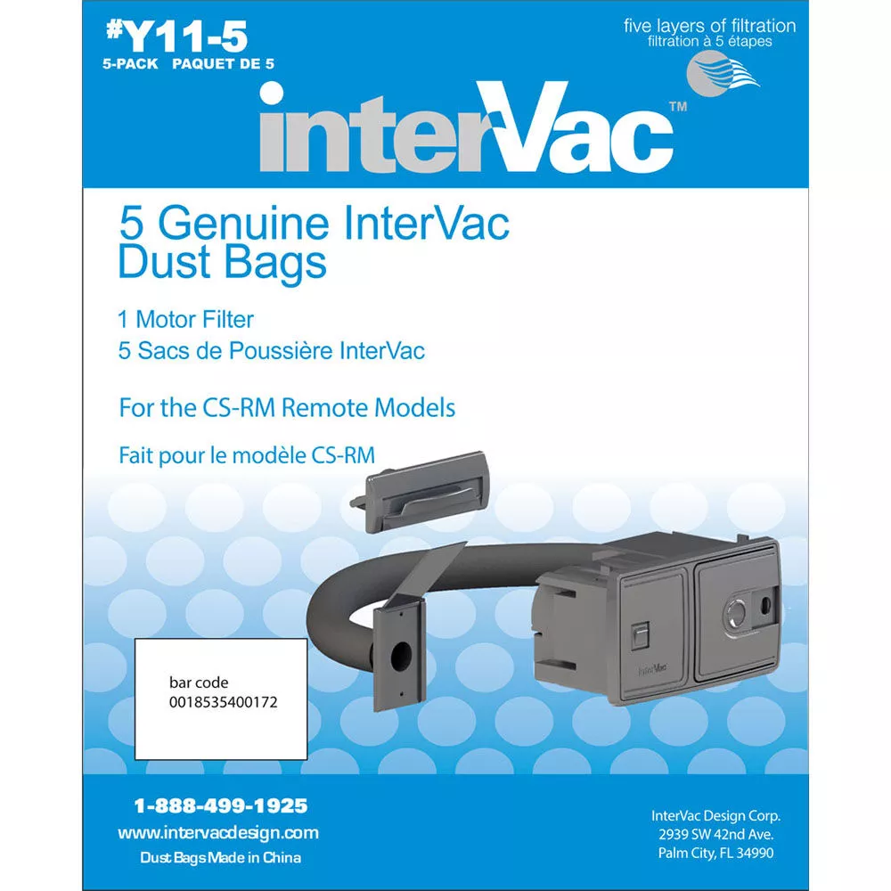 Replacement InterVac Vacuum Dust Bags, 5-pack