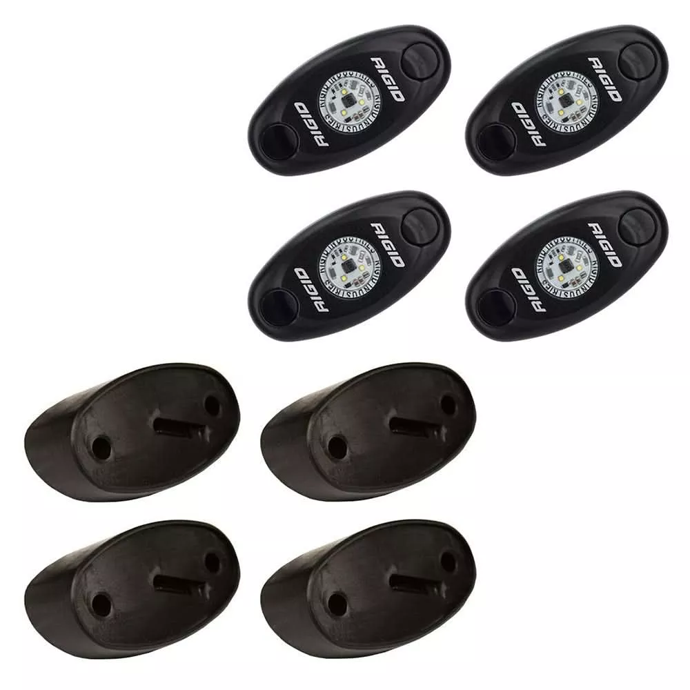 RIGID Industries A-Series Rock Light Kit – 4 Red Lights – Black [400213]
