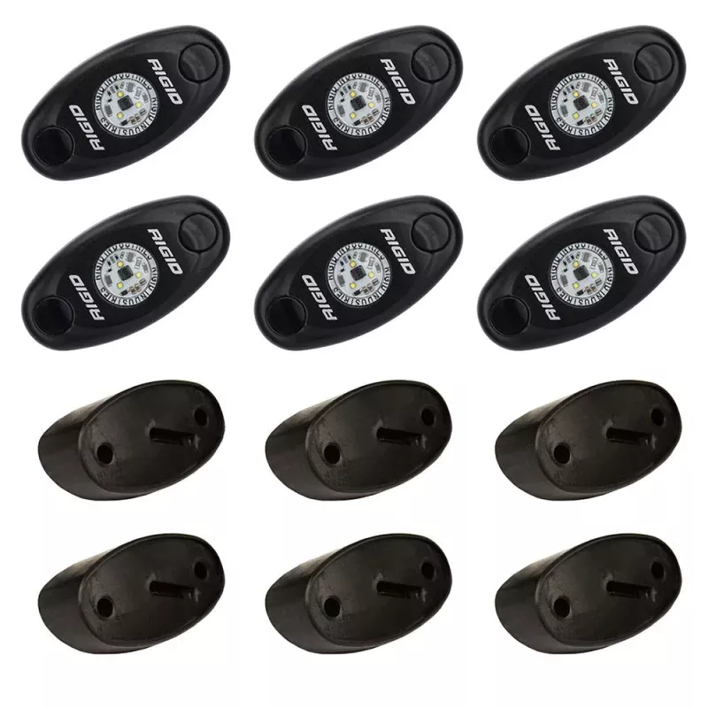 RIGID Industries A-Series Rock Light Kit – 6 Amber Lights – Black
