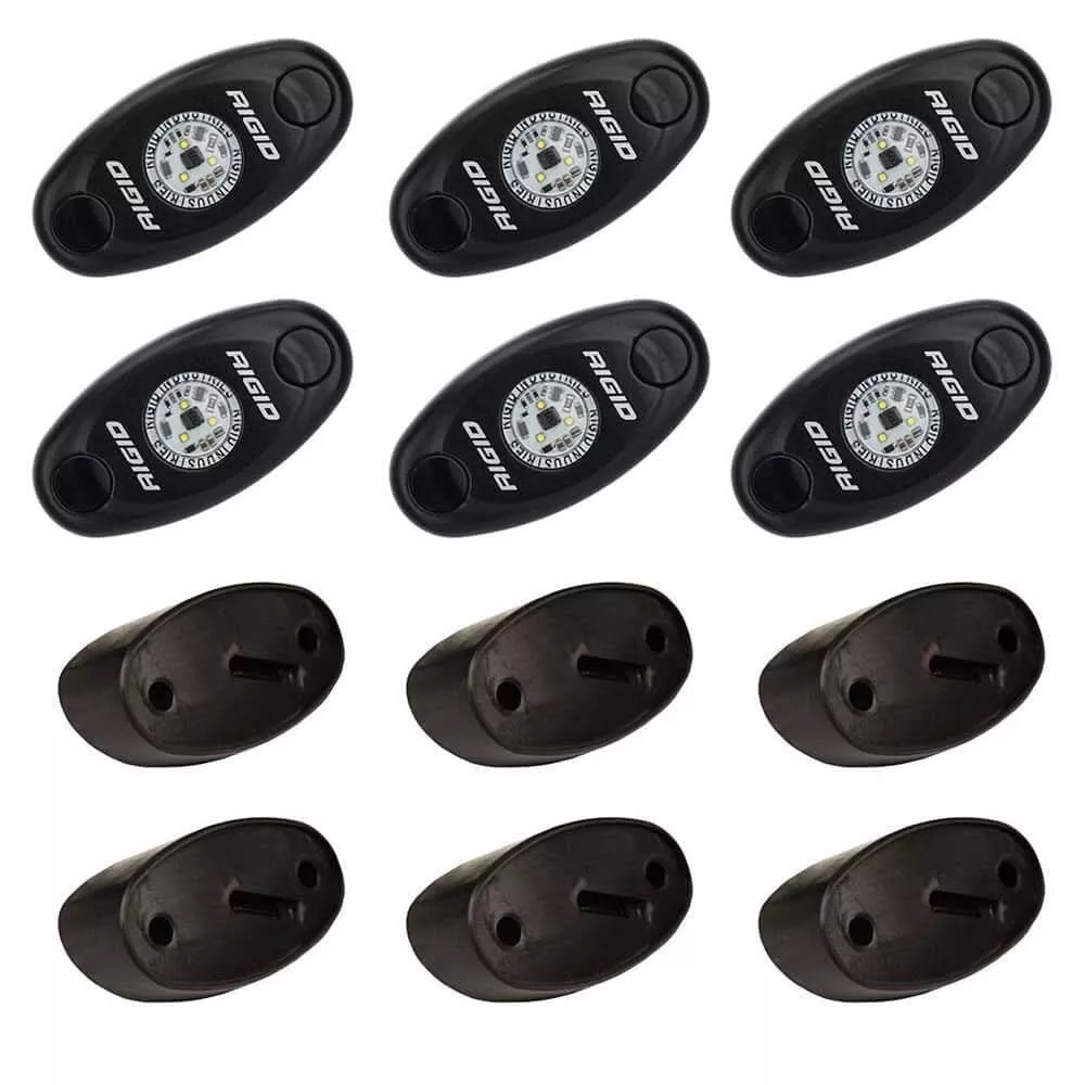 RIGID Industries A-Series Rock Light Kit – 6 Blue Lights – Black [400283]