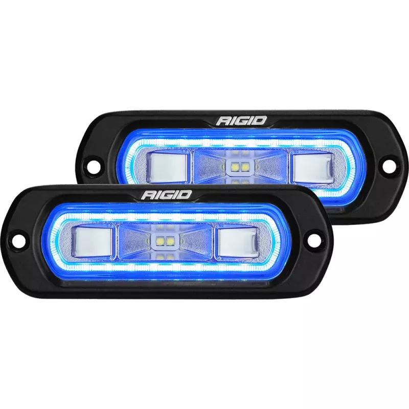 RIGID Industries SR-L Series Flush Mount Spreader Light – Black Housing – Blue Halo