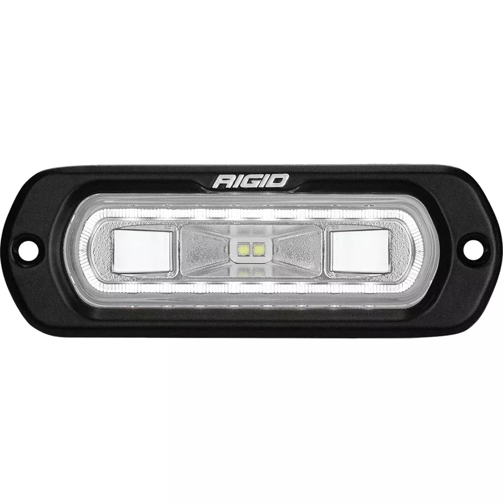 RIGID Industries SR-L Series Marine Spreader Light – Black Flush Mount – White Light w/Red Halo