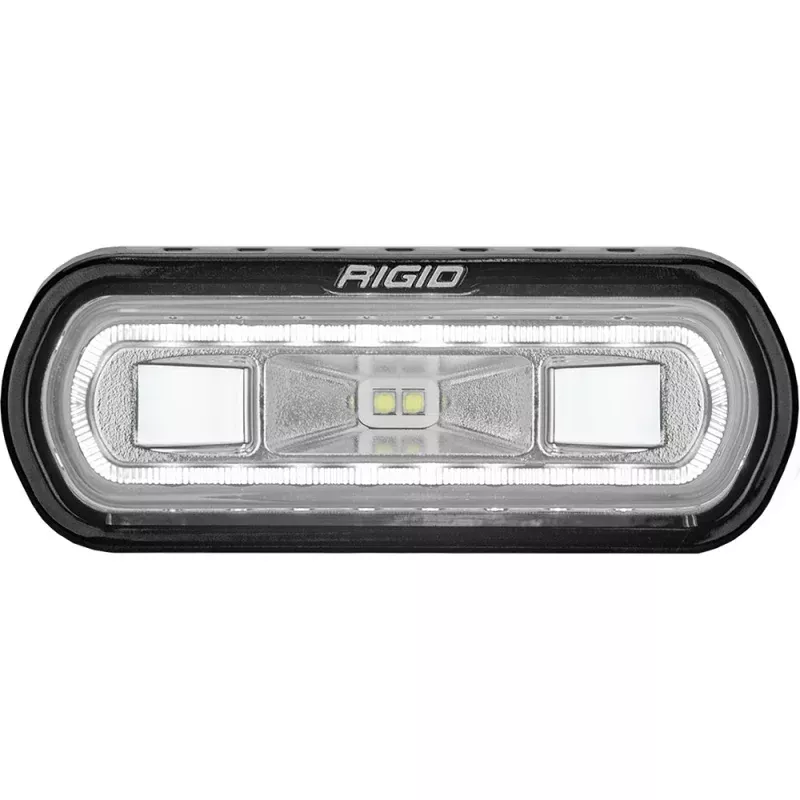 RIGID Industries SR-L Series Marine Spreader Light – Black Surface Mount – White Light w/Blue Halo