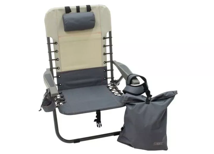 Rio Lace-Up Camping Chair with Removeable Backpack with Powder coated Steel Frame Slate/Putty• GR529R-434-1