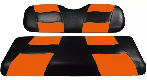 RIPTIDE Black/Orange Two-Tone Seat Covers for Club Car DS