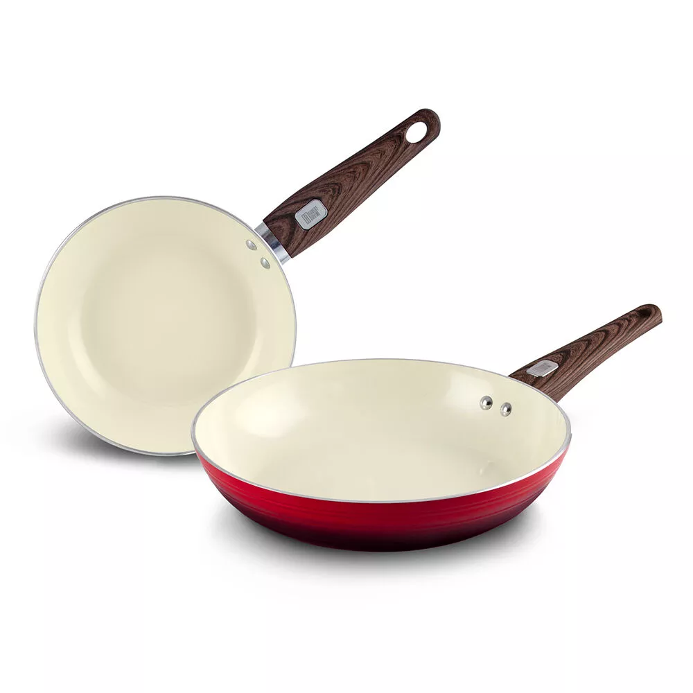 Robert Irvine 2-Piece Fry Pan Set, Red