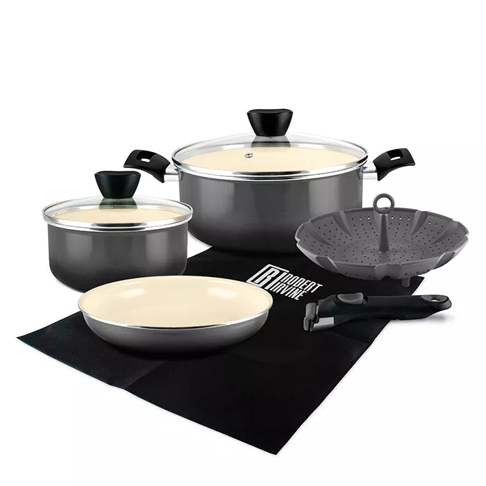Robert Irvine 8-Piece Cookware Set, Black