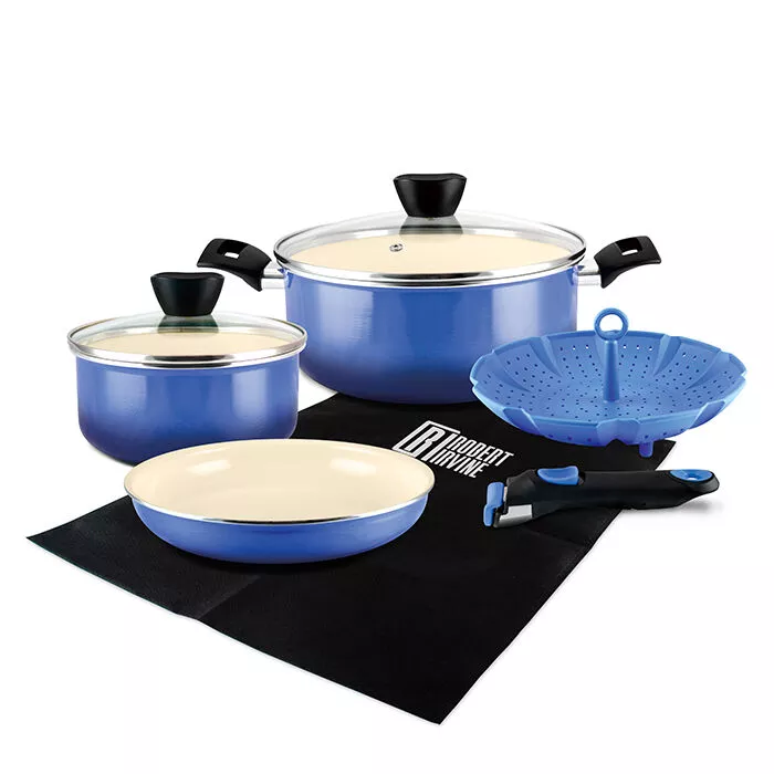 Robert Irvine 8-Piece Cookware Set, Blue